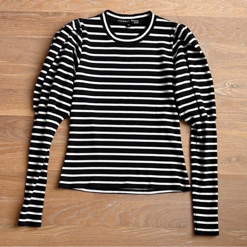 Veronica Beard Black and White Striped Top